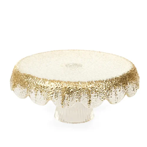 Nuvole di Stoffa Alzatina Silent Gold in vetro con gocce oro 20 x 10 cm