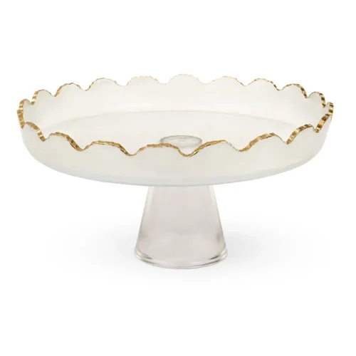 Nuvole di Stoffa Alzatina Silent Gold in vetro con bordo onde oro 27 cm