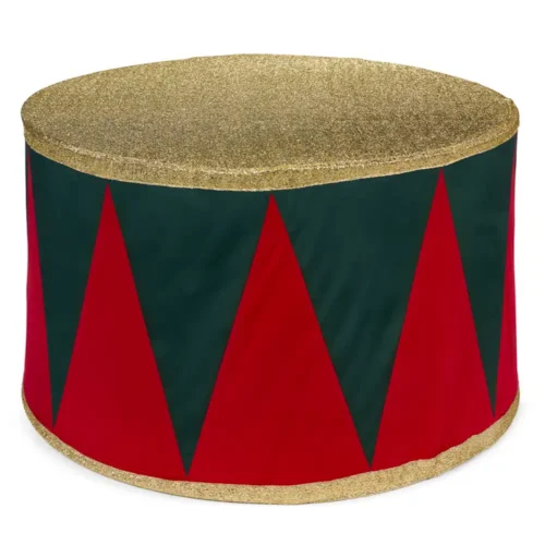 Tamburo decorativo natalizio in velluto rosso e verde diametro 115 cm
