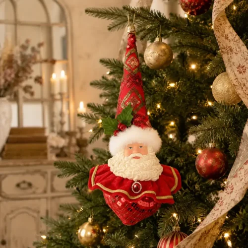Babbo Natale Timstor da appendere inserito tra i rami dell’albero di Natale