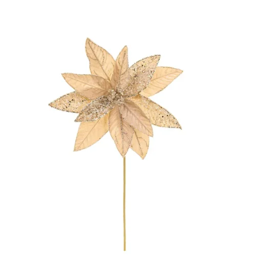 Nuvole di Stoffa «Estrella de Navidad» decorativas, color champán, Silent Gold, 29 x 45 cm