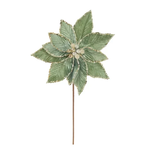 Nuvole di Stoffa «Estrella de Navidad» verde salvia Silent Gold, 30 x 45 cm