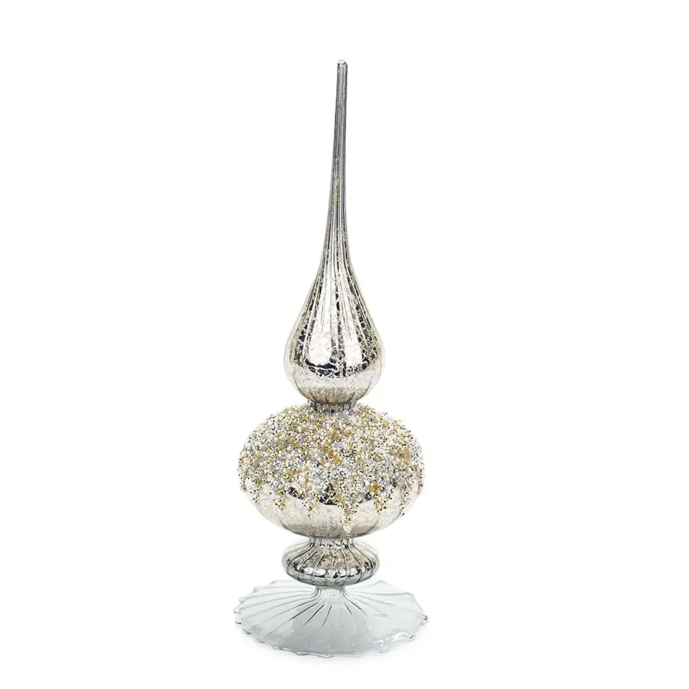 Nuvole di Stoffa Puntale da appoggio Silent Gold in vetro grigio lucido con scatola 34 cm