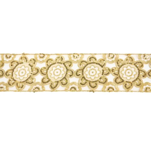 Nuvole di Stoffa Nastro in organza trasparente floreale oro 5 m