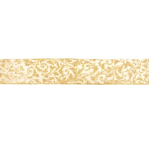 Nuvole di Stoffa Nastro in organza trasparente damasco oro 5 m