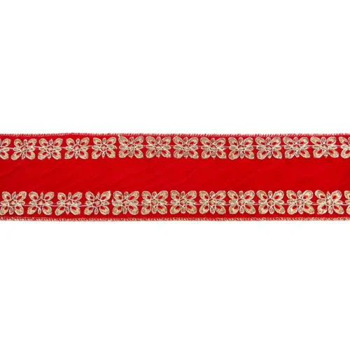 Nuvole di Stoffa Nastro effetto velluto rosso con greca oro 5 m