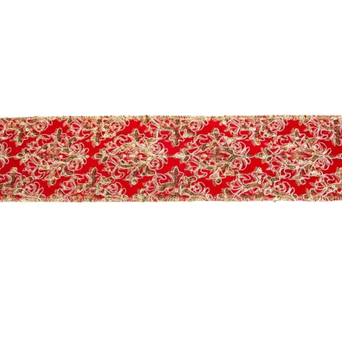 Nuvole di Stoffa Nastro effetto velluto rosso damascato oro 5 m