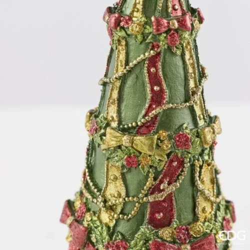 EDG Albero Natale Glitter Verde Rosso H36 Ø11 cm - immagine 3