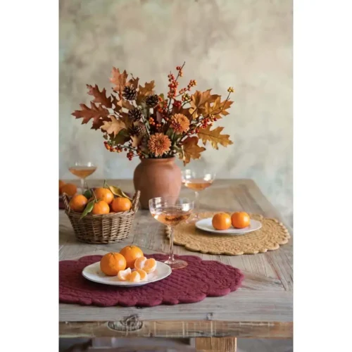 Alternative view of Set de table ovale Carmen marsala Blanc Mariclo 35 × 50 cm