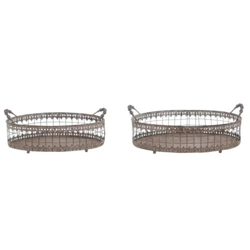 Set di due vassoi in metallo Blanc Mariclò, collezione Antica Officina.
