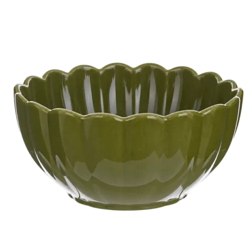 Coppetta verde bosco Blanc Mariclò Gelasia in ceramica lucida con bordo a petali.