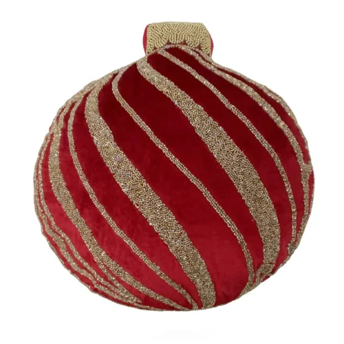 Alternative view of Cuscino sfera natalizia rosso e oro Blanc Mariclò 38 × 40 cm