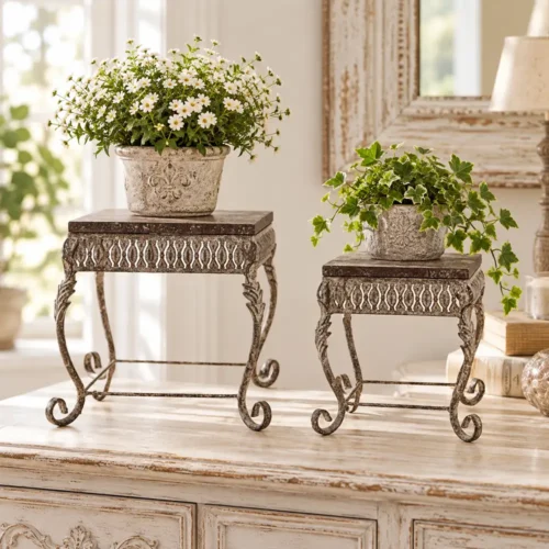 Alternative view of Blanc Mariclo set de 2 porte-pots Antica Officina