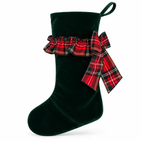 Alternative view of Fiori di Lena Calza in velluto verde inglese con rouche tartan H 40 cm