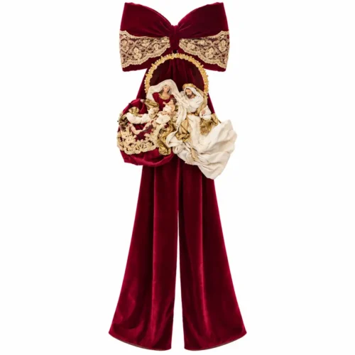 Fiori di Lena Nœud bombé bordeaux avec dentelle et Nativité H 170 cm – Image 4
