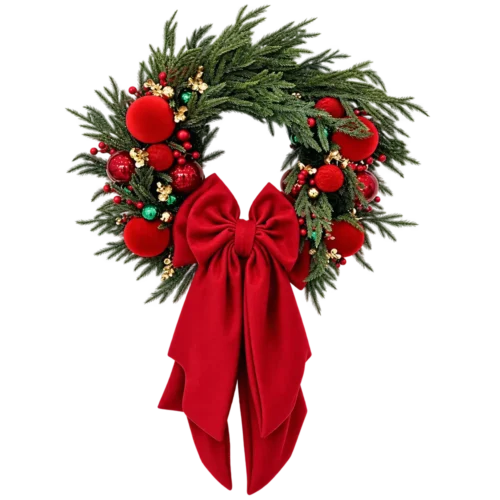 Madame Fioccò Ghirlanda Sogno di Natale con Fiocco Rosso Pendente Ø 65 cm