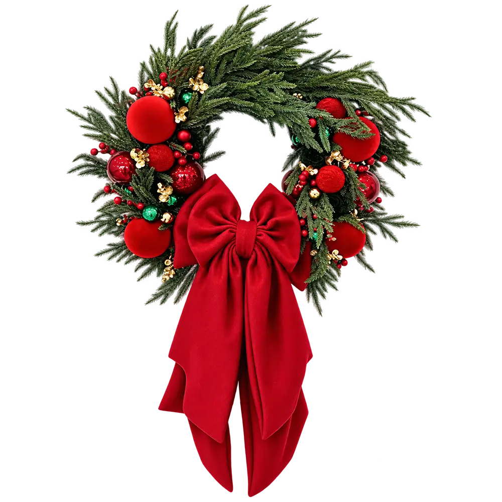 Madame Fioccò Ghirlanda Sogno di Natale con Fiocco Rosso Pendente Ø 65 cm