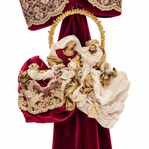 Fiori di Lena Nœud bombé bordeaux avec dentelle et Nativité H 170 cm – Image 3