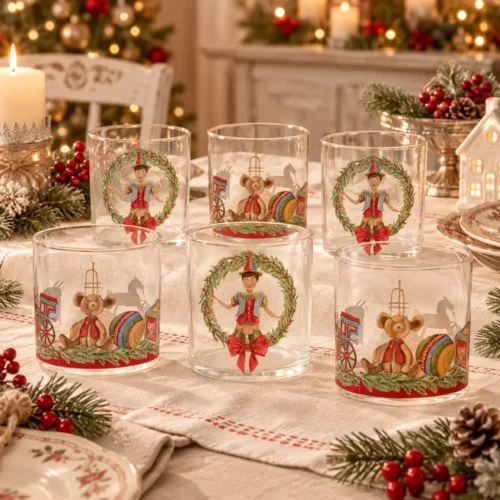 Nuvole di Stoffa Set 6 Bicchieri Vintage Toys con giocattoli in vetro borosilicato 300 ml