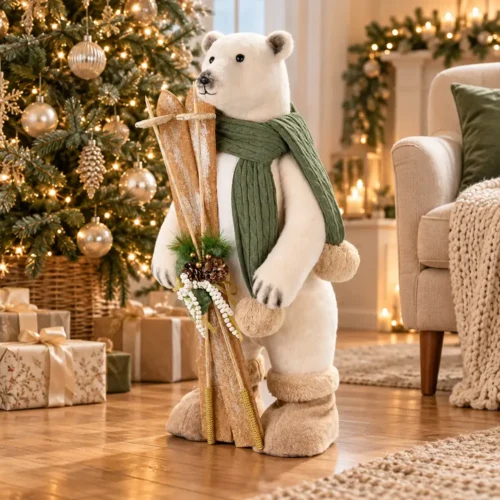 Nuvole di Stoffa Orso bianco Silent Gold con sci 92 cm