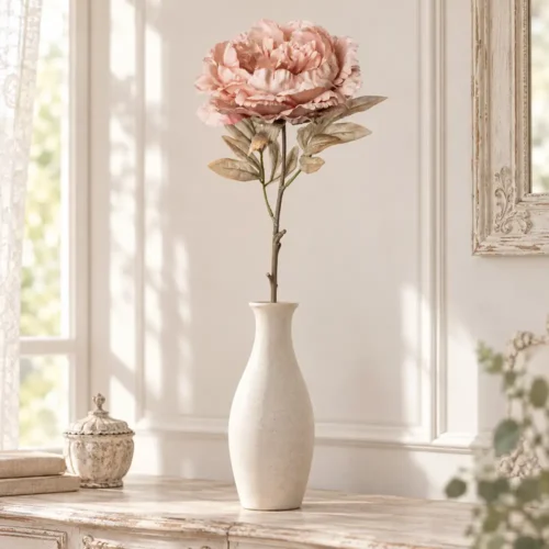 Peonia rosa cipria Real Touch Fiori di Lena H 80 cm, fiore decorativo profumato per vasi, composizioni shabby chic e allestimenti romantici.