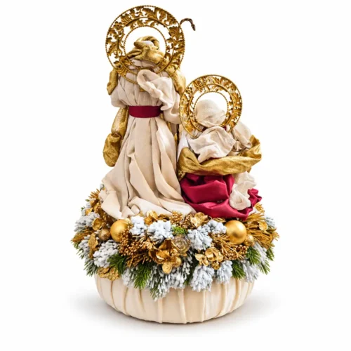 Pouf en tissu Fiori di Lena avec Nativité et décoration de Noël 37 × 31 cm – Image 3