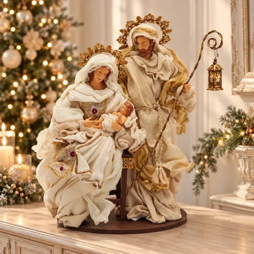 Natività con base EDG, altezza 50 cm, decorazione natalizia elegante.