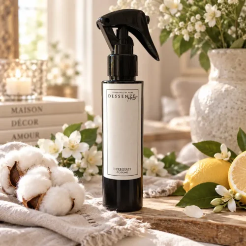 Ambientador de algodón de 100 ml de Dessenze LAB I Pregiati Bianco, con aroma a flores de algodón y notas cítricas