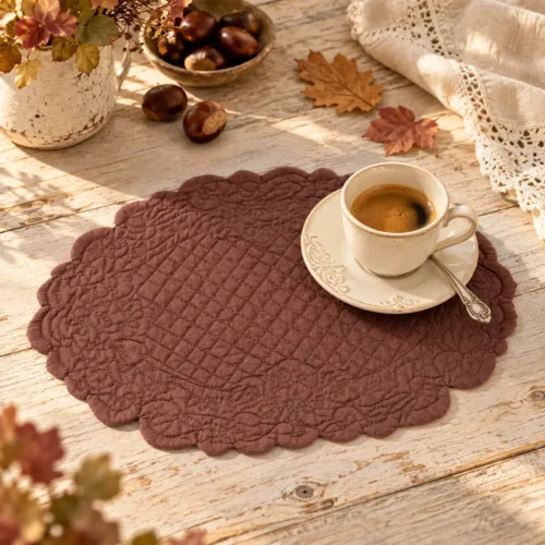 Alternative view of Set de table ovale Carmen châtaigne 20 × 30 cm – Blanc Mariclo