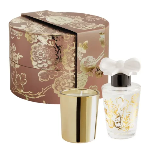 Mathilde M. Coffret diffuseur Nœud et bougie parfumée Trésor de Fleurs - Voile de Lin