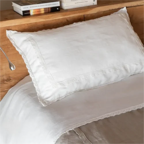 Chez Moi Lenzuolo in Puro Lino con Coppia Federe Merletto