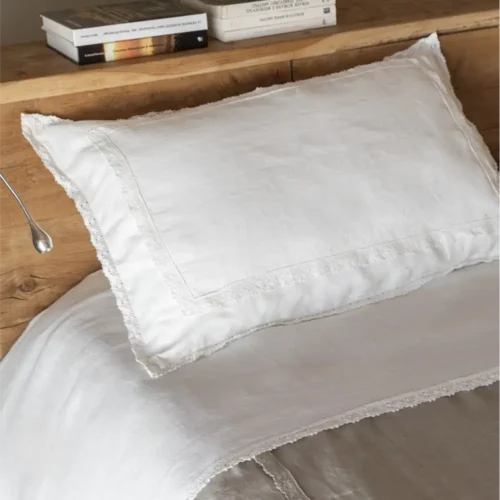 Chez Moi Lenzuolo in Puro Lino con Coppia Federe Merletto - immagine 4