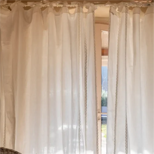 Chez Moi Tenda Merletto in Puro Lino con Pizzo di Cotone