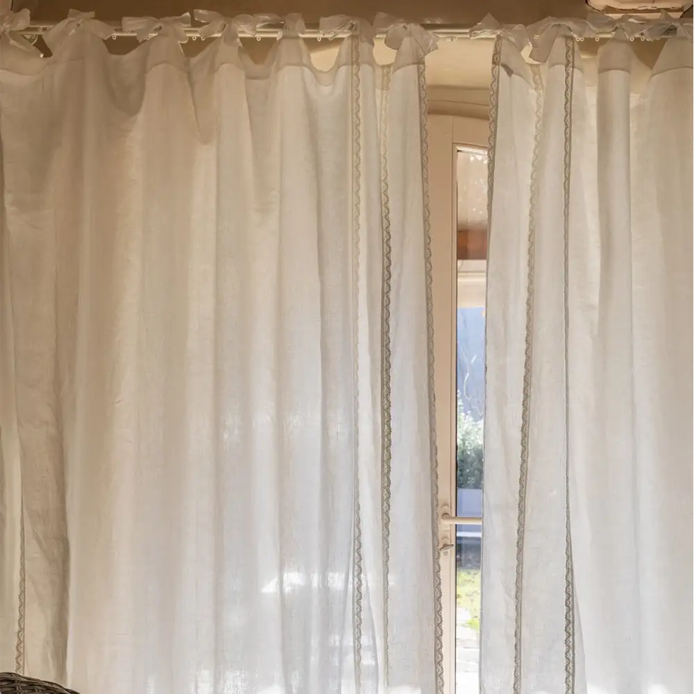 Chez Moi Tenda Merletto in Puro Lino con Pizzo di Cotone - immagine 2