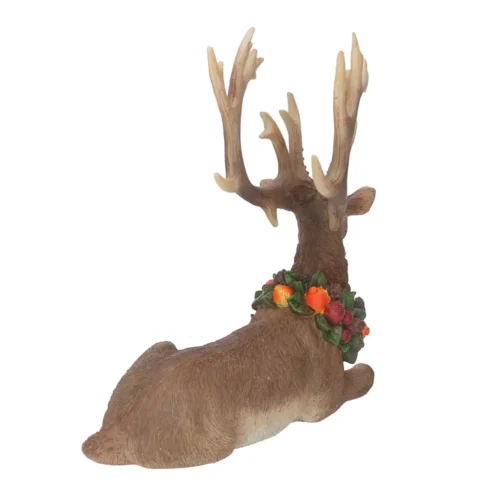 Renna seduta in resina naturale con ghirlanda di frutta H23 cm - immagine 4