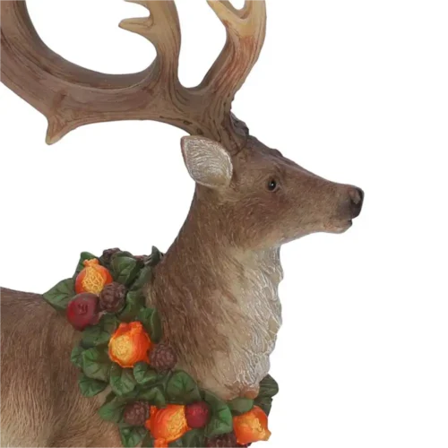 Renna in piedi in resina naturale con ghirlanda di frutta H33 cm - immagine 3