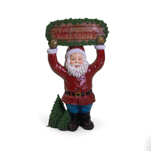 Alternative view of Babbo Natale in resina con cartello Welcome H120 cm