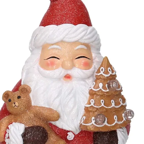 Alternative view of Babbo Natale in resina con orsetto e albero di biscotti H28 cm