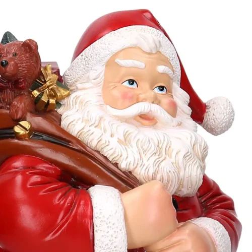 Alternative view of Babbo Natale in resina sul comignolo innevato con sacco regali H50 cm