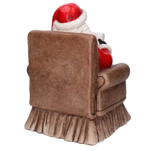 Babbo Natale in resina su trono con orsetto e lista dei desideri H35 cm - immagine 4