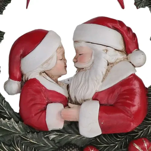Coroncina natalizia in resina con Babbo e Mamma Natale 15 cm - immagine 3
