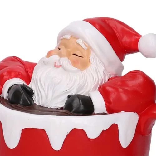 Babbo Natale in tazza rossa in resina H15 cm - immagine 3