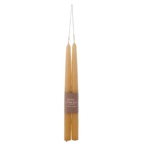 Alternative view of Blanc Mariclo Lot de 2 bougies moutarde Margot H30 cm