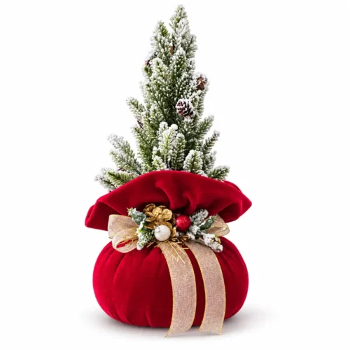 Alternative view of Fiori di Lena Sapin de Noël décoratif avec sac en velours rouge H 40 × Ø 16 cm