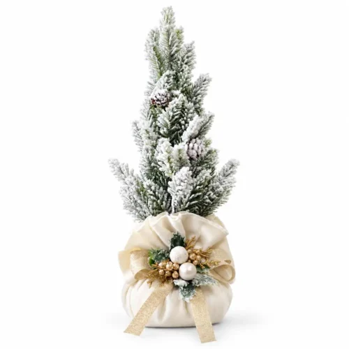 Alternative view of Fiori di Lena Petit sapin de Noël avec sachet en tissu ivoire H 35 × Ø 9 cm