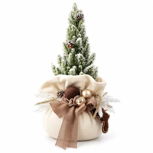 Alternative view of Fiori di Lena Petit sapin de Noël avec sac en velours ivoire H 40 × Ø 16 cm