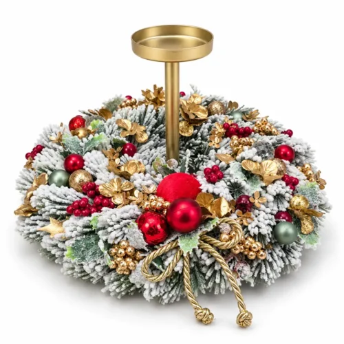 Fiori di Lena Candeliere monofiamma rotondo con decorazione natalizia Ø 27 × H 20 cm - immagine 3